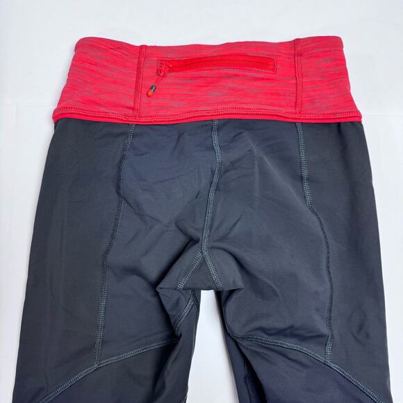Lululemon Run For Your Life Crop Size 2 Running Leggings Deep Coal Space Red - Picture 9 of 14